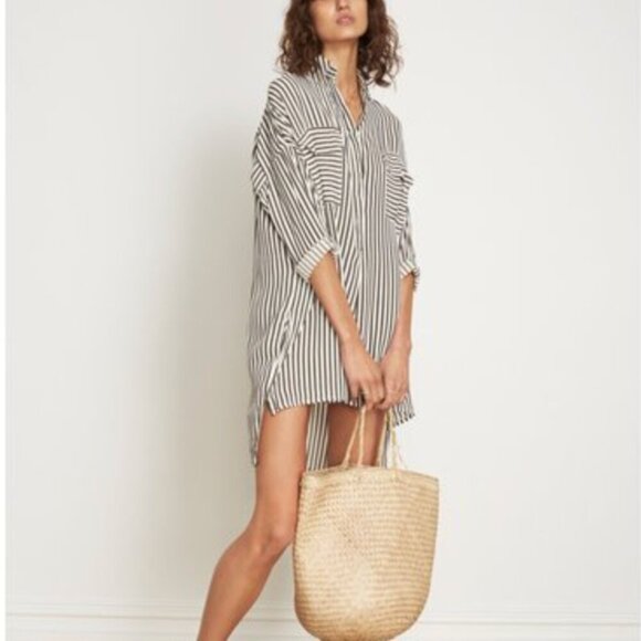 Faithfull the Brand Green and White Striped Dress Size 6 - Picture 1 of 10